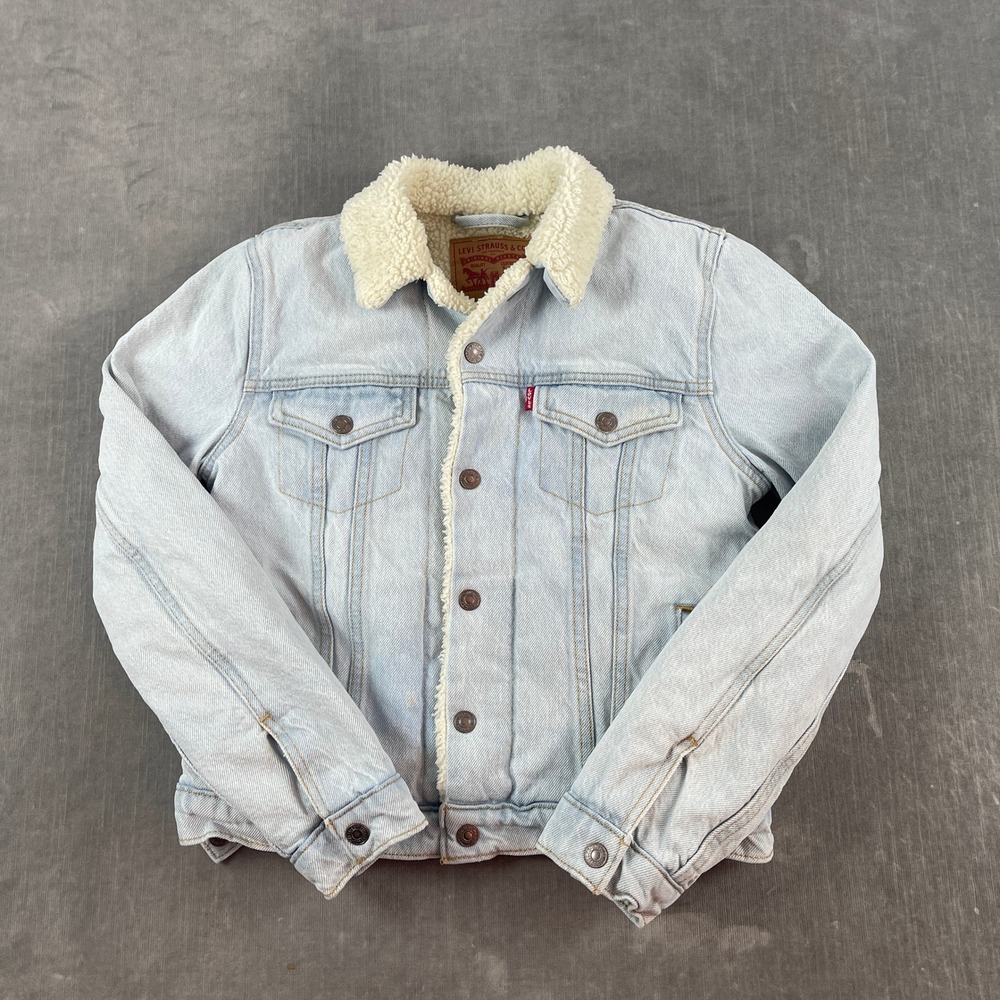 Levi's Kids XS Light Wash Blue Denim Sherpa Lined Trucker Jacket